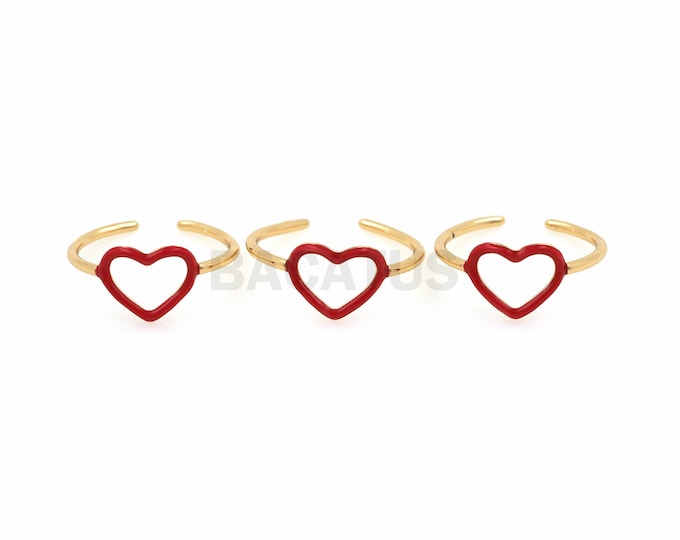 18K Gold Filled Love Ring, Golden Open Ring, Adjustable Ring, Heart-Shaped Ring, Love Ring, Line Ring, Thin Ring For Daily