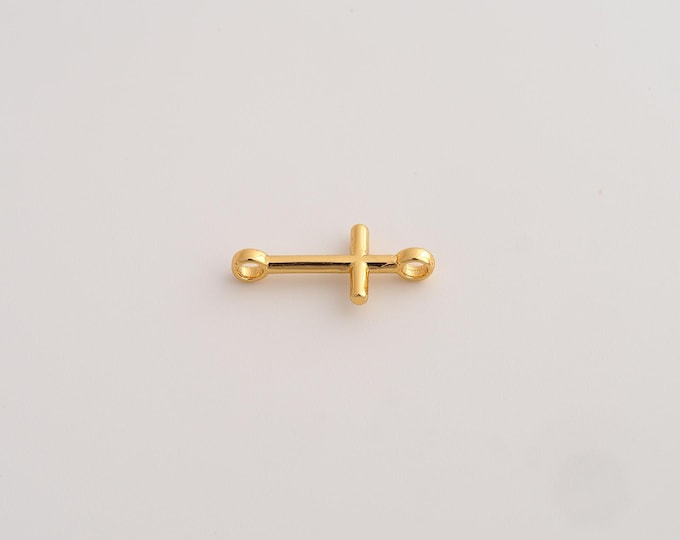 18K Gold Filled Cross Connector,Religious Connector,Christian Connector for Jewelry Making 17.4x8.3x1.7mm