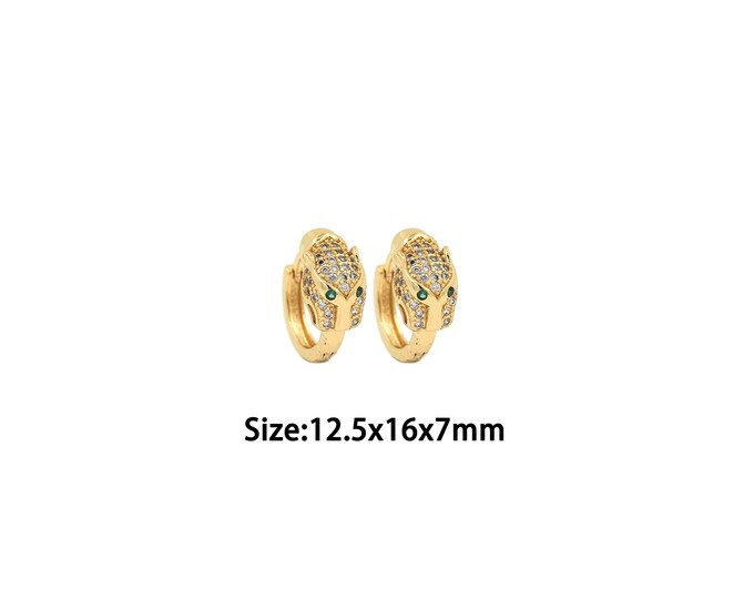 1 pair 18K Gold Filled Leopard Head Earrings,Gold Dainty Leopard Head Earrings,Simple Earrings,Gift for Her