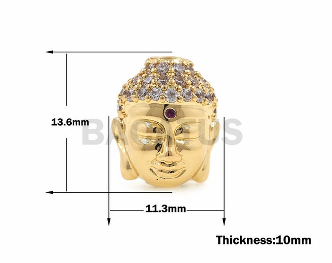 1pcs Buddha spacer beads,Cubic Zirconia Beaded Ornaments,Religious jewelry beads 13.6x11.3x10mm