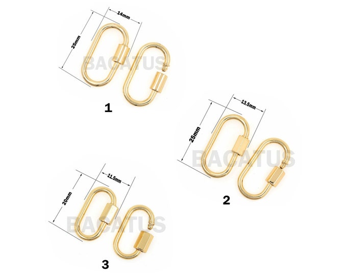 1pcs  Oval Clasp Brass Carabiner, Oval Gold clasp, Oval Screw Clasp, Necklace Clasp, Spring Clasp, Matching Jewelry Clasp