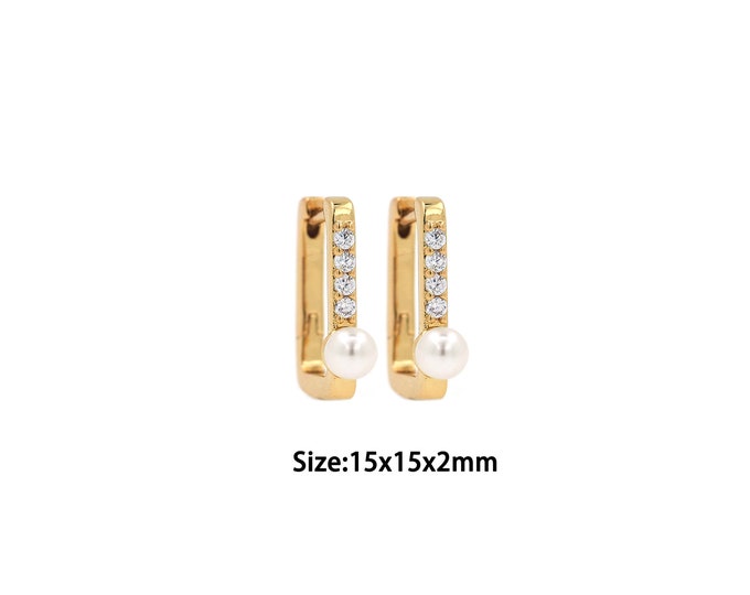 1pair 18K Gold Filling Square Earring,Gold Dainty Square,Simple Earrings,Gift for Her