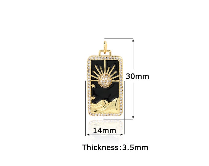 18K Gold Filled Sun Pendant,Gold Dainty Square Charms,Sun Lock Charm Bracelet Necklace for DIY Jewelry Making Supply
