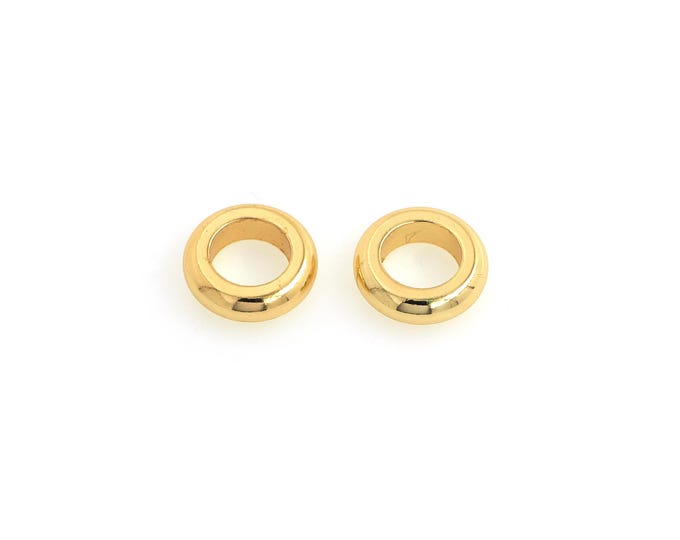 10 pcs 18K Gold Filled Round Spacer Beads,Gold Tube Beads, Large Hole Beads DIY Bracelet Necklace Earrings Jewelry Making,10.7x3mm