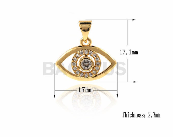 Eye Pendant, Turkey Eye, Exquisite Eye, CZ Single Eye Pendant,Eye Charm 17.1x17x2.7mm 1PCS