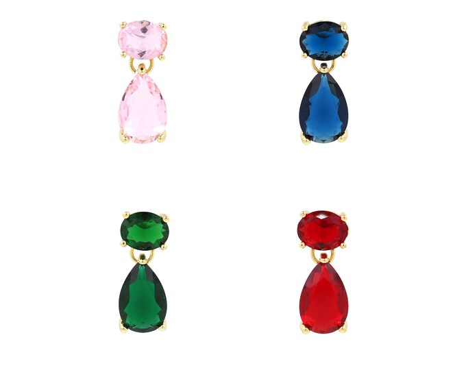 18K Gold Filled CZ Water Drop Pendant,Gold Dainty Water Drop Charms,Water Drop Charm Bracelet Necklace for DIY Jewelry Making Supply