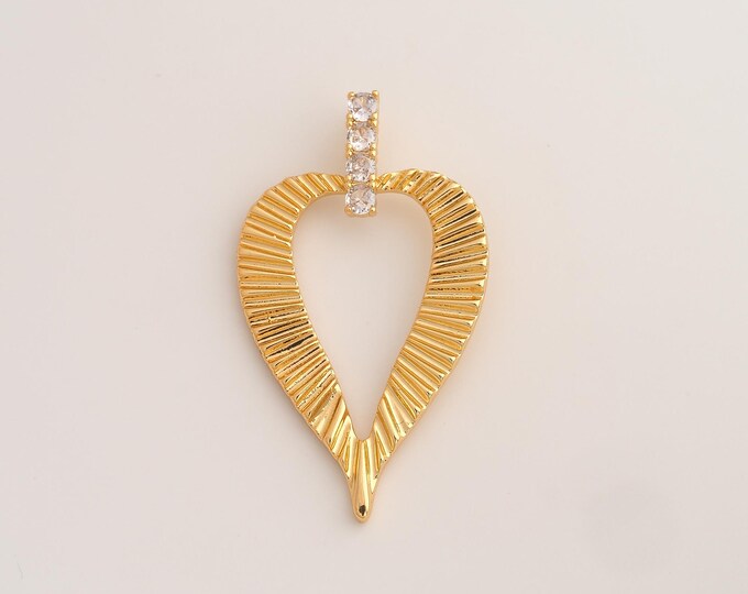 18K Gold Filled Heart Charm,Dainty Love Pendant,CZ Heart Pendant ,DIY Jewelry Supplies,50.3x29x2.4mm