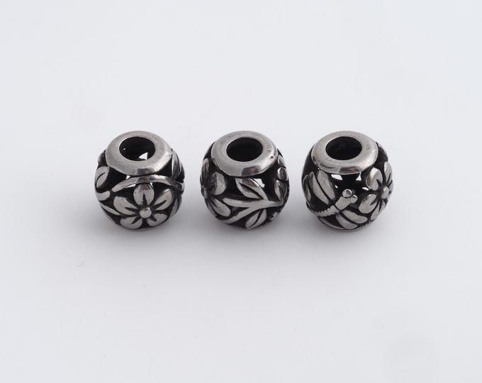 1 pcs Stainless Steel Retro Ball Spacer Beads,Silver Round Beads,Ball Beads DIY Bracelet Necklace Earrings Jewelry Making,10x9.8mm