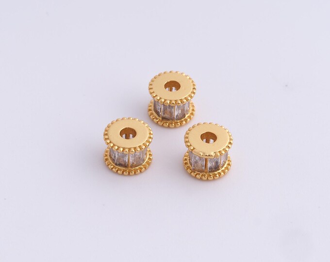 18K Gold Filled Round Spacer Beads,Gold Tube Beads, Round Beads DIY Bracelet Necklace Earrings Jewelry Making,7.8x6mm