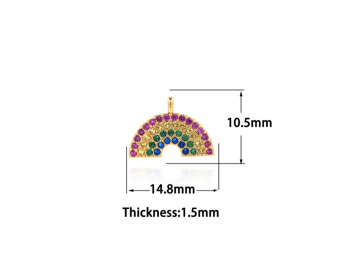 18K Gold Filled Rainbow pendant,Gold Dainty Rainbow Charms,Simple pendant Bracelet Necklace for DIY Jewelry Making Supply