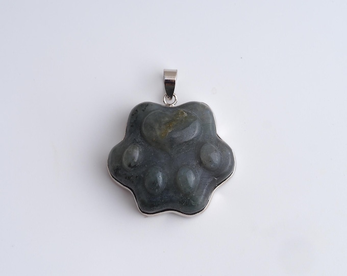 Paw Print Gemstone Pendant,Animal Foot Natural Stone Charms,Crystal Gemstone Charm DIY Jewelry Making Supply,36x30.8x10.7mm