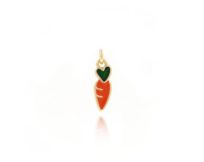 Enamel Heart Charms Necklace,Radish Charm, Enamel Heart Pendant, 18K Gold Filled Fruit Charm, DIY Jewelry Supplies,16.2x5x1.6mm