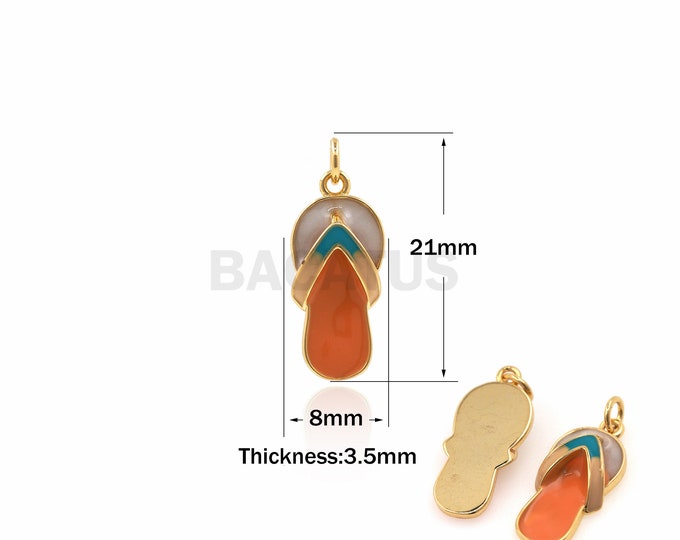1PCS Flip-flops Pendant Enamel Slippers Necklace Beach Slippers Suitable For Bracelets, Necklaces, Jewelry Making Supplies 21x8x3.5mm