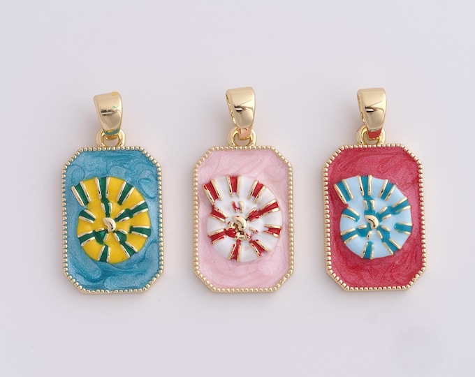 Enamel Square Charms,18K Gold Filled Shell Pendants, Conch Pendants, Beach Jewelry, DIY Jewelry Making,29.4x14x2.8mm