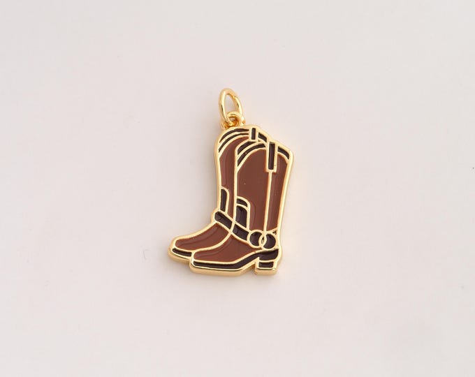 18K Gold Filled Knight Boot Charm,Dainty Enamel Knight Boot Pendant,Knight Boot Pendant ,DIY Jewelry Supplies,25.2x16.3x2mm