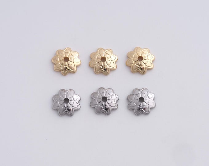 25pcs Stainless Steel Flower Beads Cap,Gold Flower Beads Cap, DIY Bracelet Necklace Earrings Jewelry Making,7.5x1.6mm