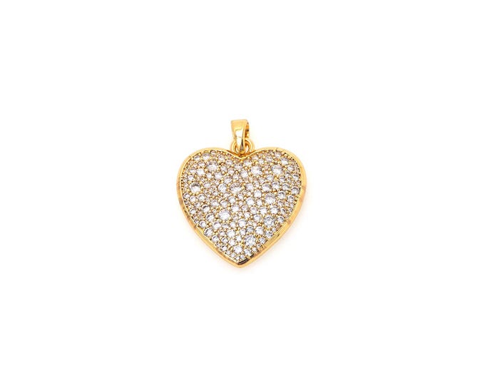18K Gold Filled Heart Pendant,Dainty Heart Pendant Charms,Simple Pendant Bracelet Necklace for DIY Jewelry Making Supply,34x27x3.3mm