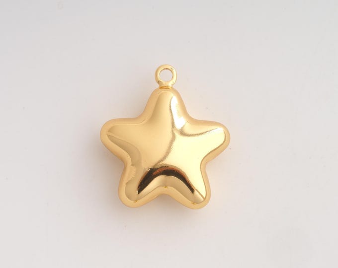 18K Gold Filled Star Charm,Dainty Celestial Pendant,Starburst Pendant ,DIY Jewelry Supplies,32.2x28.4x11mm
