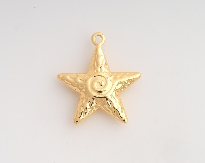 18K Gold Filled Star Charm,Dainty Celestial Pendant,Starburst Pendant ,DIY Jewelry Supplies,34x30.2x7.6mm