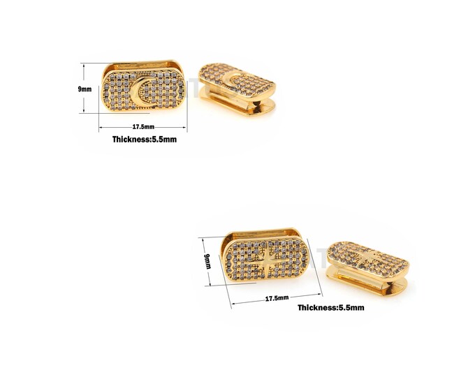 1PCS CZ Rectangular Moon Star Beads, Moon Spacer Beads, Polaris Spacer Beads, Used To Make DIY Jewelry Accessories 17.5×9×5.5mm