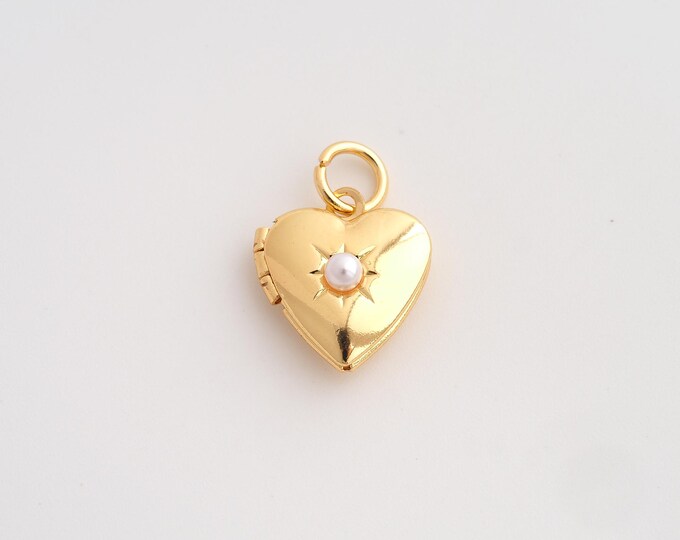 18K Gold Filled Heart Photo Frame Charm,Dainty Photo Frame Pendant,Heart Pendant ,DIY Jewelry Supplies,19x13.4x6.5mm