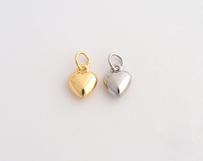 5 pcs 18K Gold Filled Heart Charm,Dainty Love Pendant,Heart Pendant ,DIY Jewelry Supplies,13.2x7.7x3.6mm