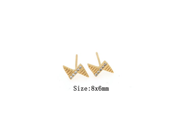 1pair 18K Gold Filled Lightning Stud Earring,Gold Dainty Lightning Stud Earring,Minimalist Stud Earrings,Gift for Her