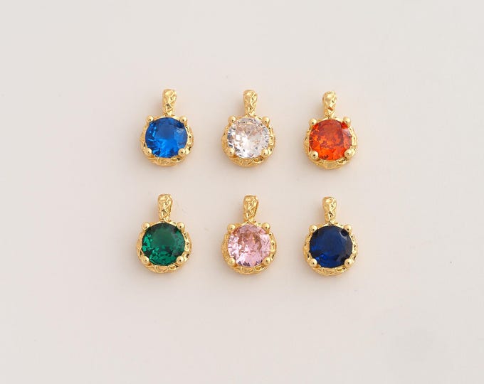18K Gold Filled Round Charm,Dainty Round Pendant,CZ Round Pendant ,DIY Jewelry Supplies,9.4x6.7x3mm