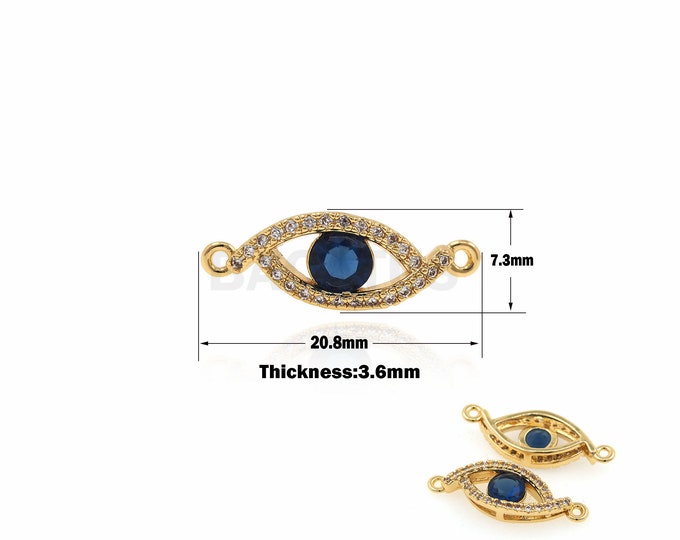 1PCS  Gold Gilled Micro-Pave Magic Eye Connector,  Eye Connector, Jewelry Discovery, Suitable for chain making supplies 7.3x20.8x3.6mm