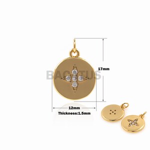 1PCS DIY Jewelry Making Supplies Round Coin Pendant Polaris Charm Star Jewelry Cubic Zirconia CZ Charm Celestial Jewelry 17x12x1.5mm