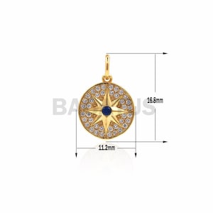 1pcs   Gold-plated cubic zirconia star pendant, disc pendant, exquisite necklace and bracelet 16.8x11.2mm