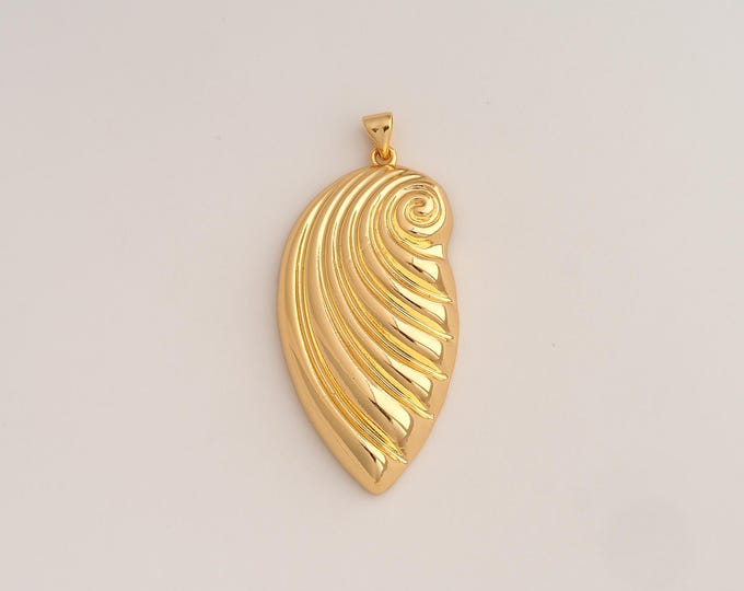 18K Gold Filled Snail Shell Charm,Dainty Shell Pendant,Snail Shell Pendant ,DIY Jewelry Supplies,49x23x5mm