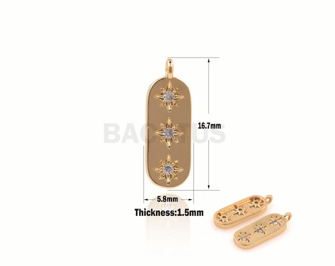 1PCS Micro-PaveOval Polaris Necklace, Polaris Necklace, Star Necklace, Star Charm, Star Jewelry, Polaris Charm 16.7x5.8x1.5mm