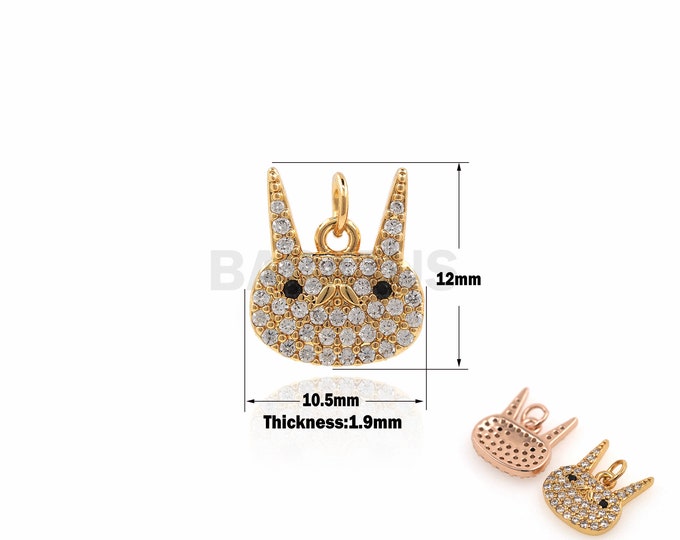1PCS Cute Kitty Pendant Small Milk Cat Jewelry Animal Necklace Small Cat Charm DIY Jewelry Making Necklace Pendant Micro-Pave 12x10.5x1.9mm