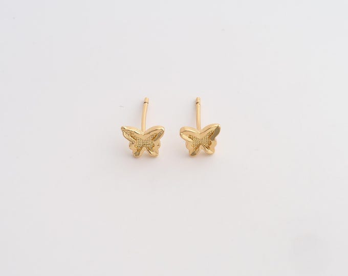 Butterfly Stud Earrings,18K Gold Filled Insect Stud Earrings,Dainty Stud Earrings, Gift for Her,8x6.4mm