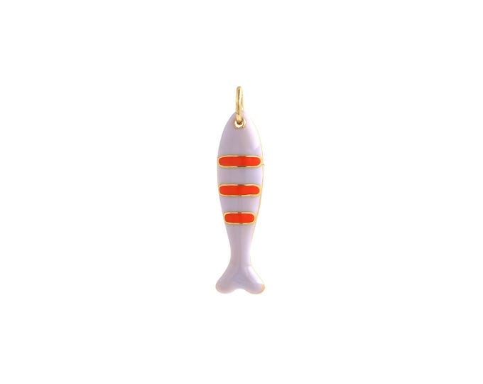 Enamel Fish Pendant,18K Gold Filled Marine Life Necklace, Fish Pendant, DIY jewelry Making Accessories,27x6x3mm