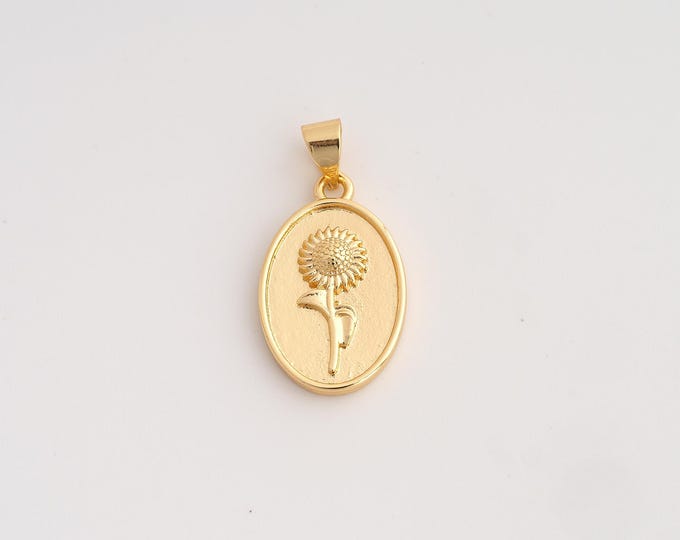 5 pcs 18K Gold Filled Flower Charm,Dainty Flower Pendant,Flower Pendant ,DIY Jewelry Supplies,25x13x3.2mm