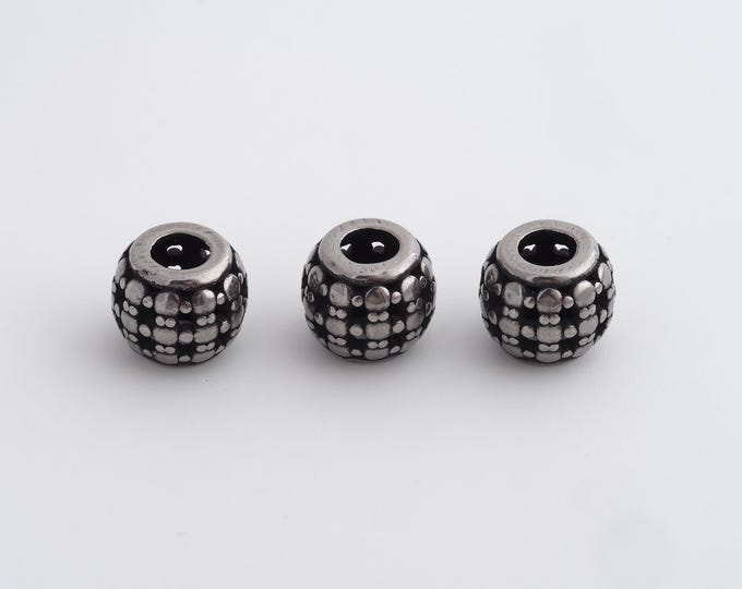 1 pcs Stainless Steel Retro Ball Spacer Beads,Silver Round Beads,Ball Beads DIY Bracelet Necklace Earrings Jewelry Making,9.8x8.2mm