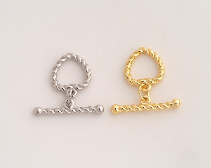 Gold OT Clasp,18K Gold Filled Round Toggle Clasp,Toggle Clasp,DIY Jewelry Supplies,O 12.4x2mm T 21x2.8mm