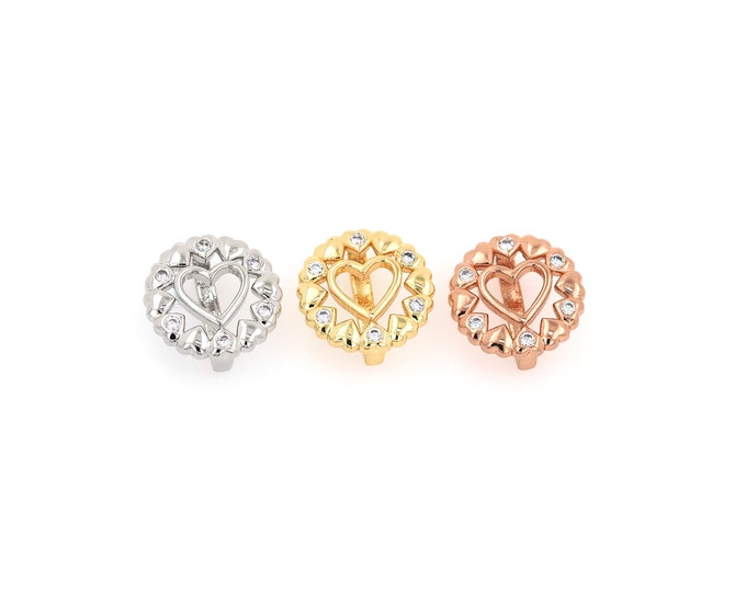 18K Gold Filled Heart Beads,Gold Heart Beads,Heart Beads DIY Gold Jewelry Making Supply