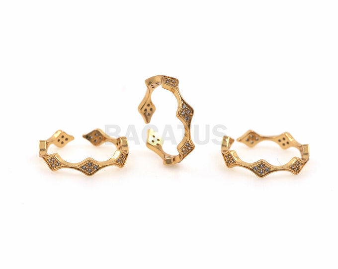 1PCS Rectangular Ring 18K Gold Filled Micropavé Ring Minimalist Women's Ring Delicate Opening Adjustable Ring