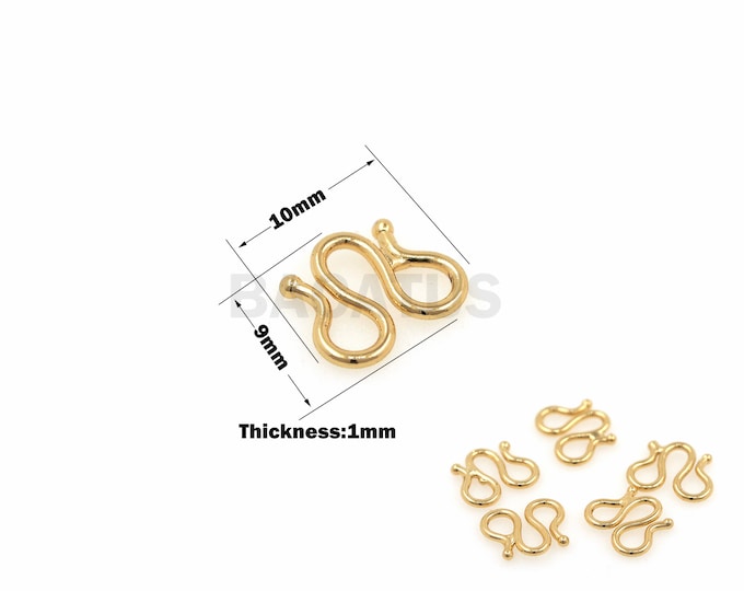 1pcs W-Shaped Buckle Connecting Buckle Bracelet Necklace Connecting Buckle, DIY Brass Accessories, Copper Necklace Clasp 18K 9x10x1mm