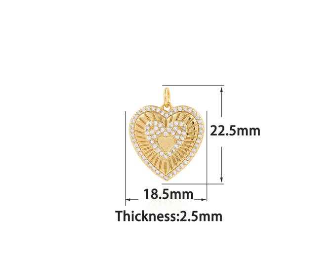 18K Gold Filled Heart Pendant,Gold Dainty Heart Charms,Simple pendant Bracelet Necklace for DIY Jewelry Making Supply