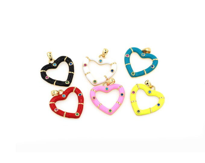 18K Gold Filled Heart pendant,Gold Dainty Heart Charms,Heart Charm Bracelet Necklace for DIY Jewelry Making Supply