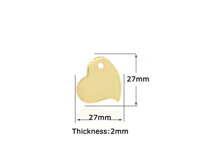 18K Gold Filled Heart pendant,Gold Dainty Heart Charms,Simple pendant Bracelet Necklace for DIY Jewelry Making Supply