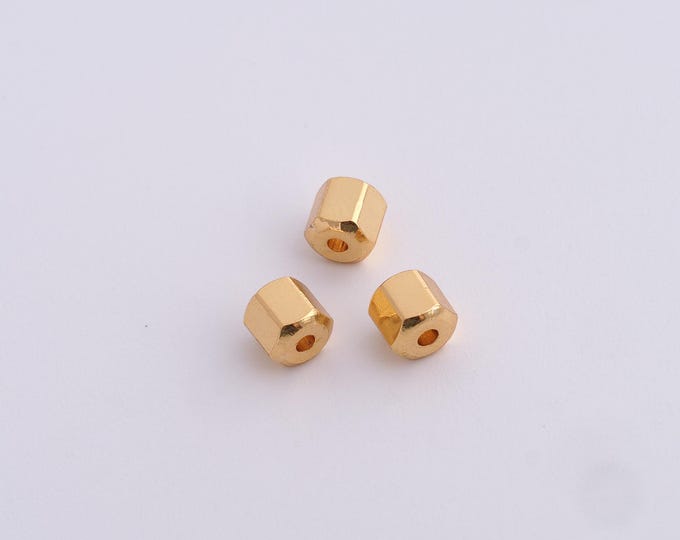 10 pcs 18K Gold Filled Hexagonal Spacer Beads,Gold Tube Beads, Hexagonal Beads DIY Bracelet Necklace Earrings Jewelry Making,4x4mm