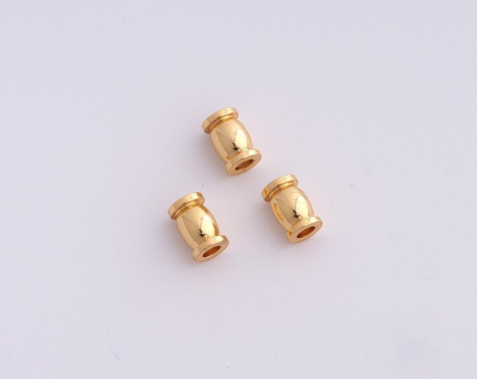10 pcs 18K Gold Filled Round Spacer Beads,Gold Tube Beads, Round Beads DIY Bracelet Necklace Earrings Jewelry Making,6x4mm