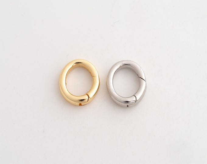 Gold Push Door Clasp,18K Gold Filled Spring Clasp,Oval Clasp,DIY Jewelry Supplies,13.5x11.4x3.3mm