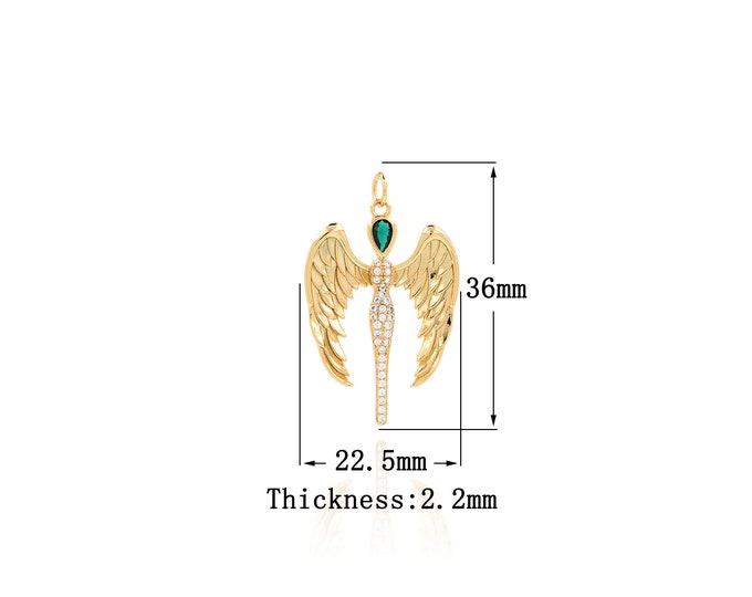 18K Gold Filled Cross pendant,Gold Dainty Wing Charms,Scepter Charm Bracelet Necklace for DIY Jewelry Making Supply
