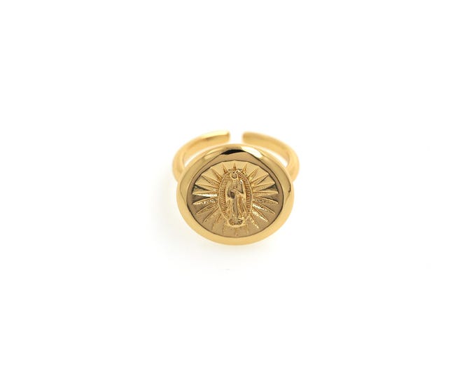 1pcs, 18K Gold Filled Adjustable Ring, Virgin Ring, Religious Ring, Religious Charm, Catholic Ring, Virgin Mary Ring